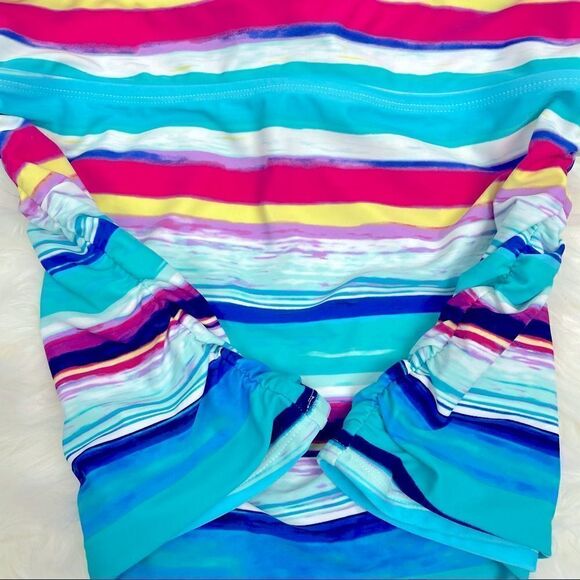 Bamboo | slimming bathing suit top L striped,strapless with detachable straps - Picture 4 of 7